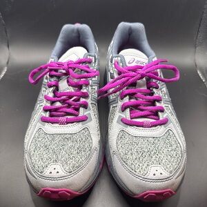 ASICS Women's Gray and Magenta Athletic Running Shoes